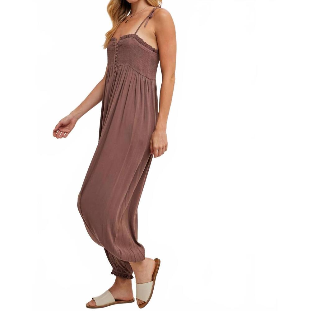 NEW BLUIVY shoulder tie jumpsuit in mocha - Picture 5 of 8